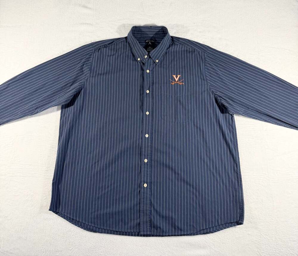 Antigua University of Virginia UVA Cavaliers Striped Button Down Shirt XXL